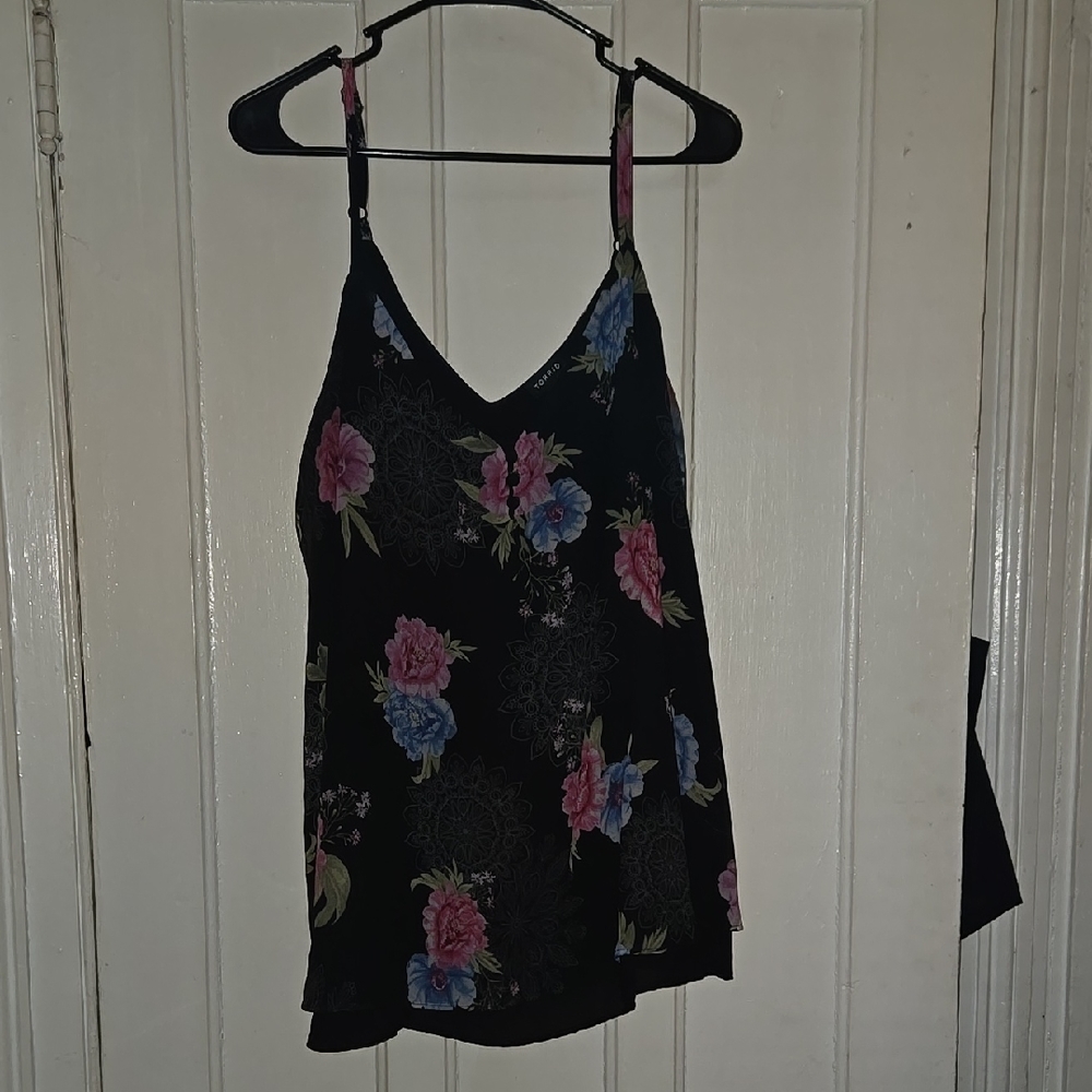 Floral Black Camisole Top